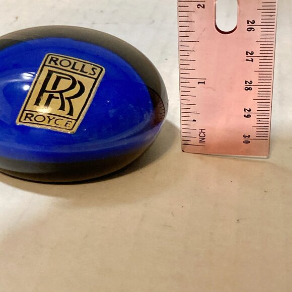 Vintage Glass Rolls Royce Paperweight Royal Blue Logo Car Dyers International - Picture 9 of 9